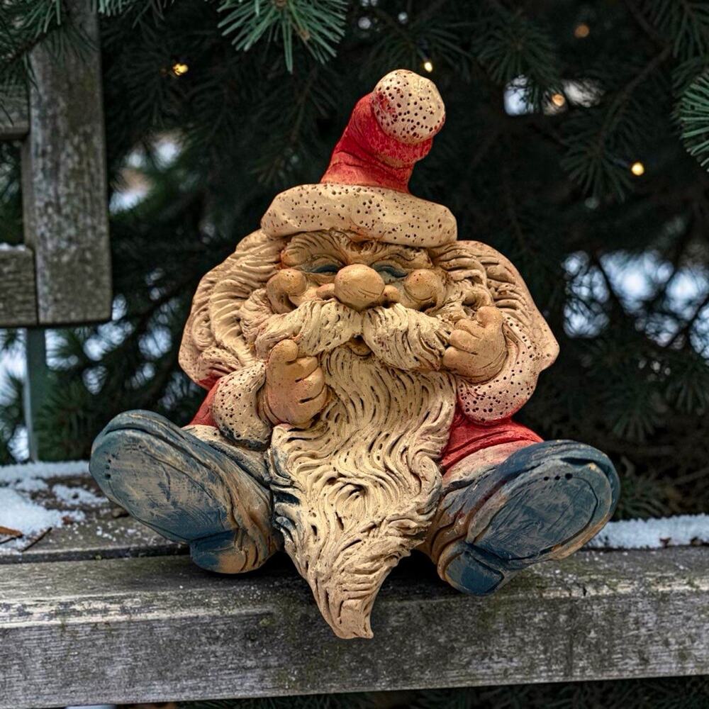 Vintage Cement Hand Made Folk Art Santa Hand Painted Figurine Christmas 4092/68